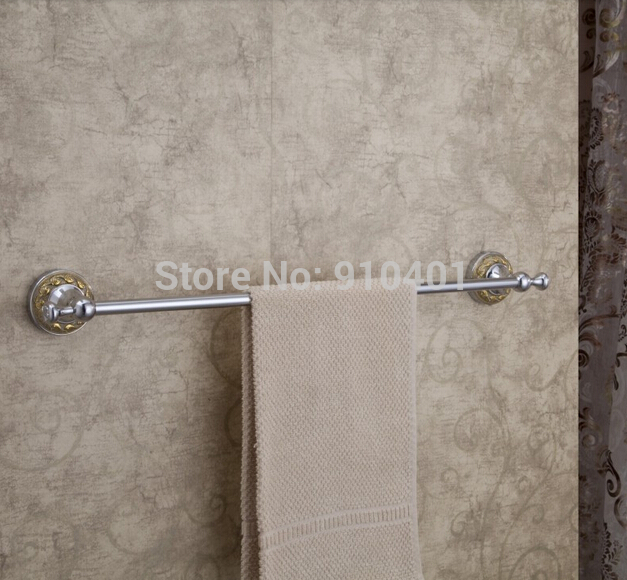 Wholdsale And Retail Promotion Chrome Brass Golden Embossed Bathroom Towel Rack Holder Single Towel Bar Chrome