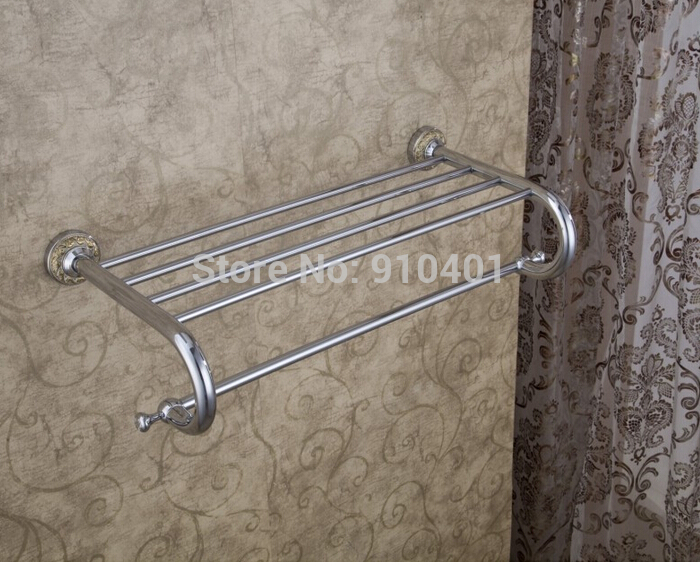 Wholdsale And Retail Promotion Modern Chrome Brass Bathroom Shelf Towel Rack Holder With Towel Bar Wall Mounted