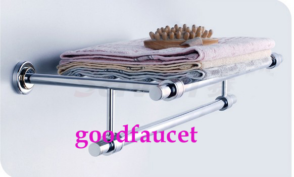 Wholesale And Retail NEW Bathroom Wall Mounted Towel Racks Shelf Chrome Brass Towel Holder With Towel Bar
