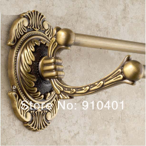 Wholesale And Retail Promotion Antique Brass Luxury Bathroom Flower Carved Towel Rack Holder Dual Towel Bars