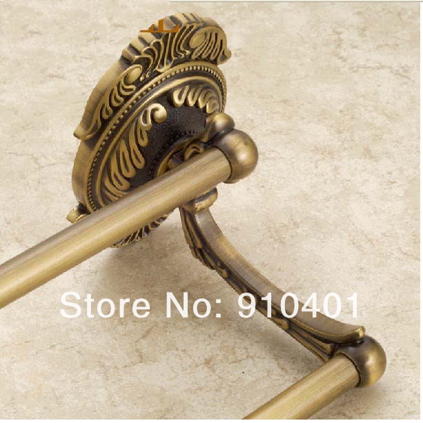 Wholesale And Retail Promotion Antique Brass Luxury Bathroom Flower Carved Towel Rack Holder Dual Towel Bars