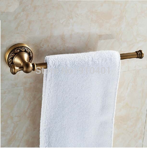Wholesale And Retail Promotion Antique Brass Wall Mounted Embossed Towel Bar Holder Modern Towel Rack Hanger