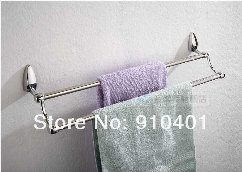 Wholesale And Retail Promotion Bathroom Brass Wall Mounted Chrome Clothes Towel Racks Dual Towel Bars Holder