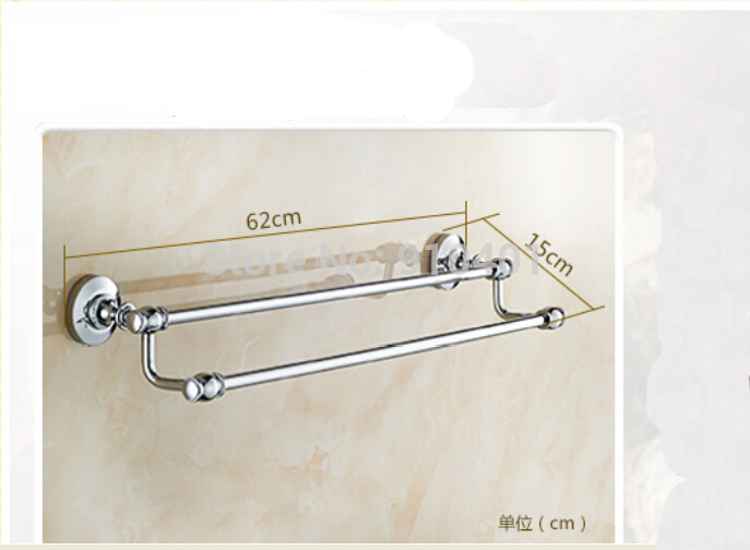 Wholesale And Retail Promotion Bathroom Polished Chrome Brass Wall Mounted Towel Rack Holder Dual Towel Bars
