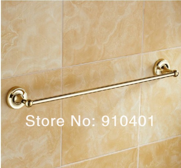 Wholesale And Retail Promotion Bathroom Polished Golden Finish Solid Brass Towel Rack Holder Single Bar Holder