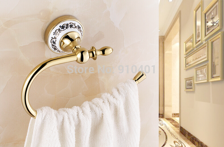 Wholesale And Retail Promotion Blue And White Porcelain Wall Mounted Towel Rack Holder Towel Ring Towel Holder