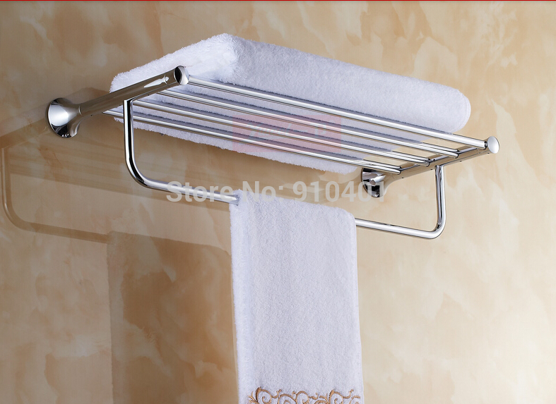 Wholesale And Retail Promotion Chrome Brass Brand New Towel Rack Holder Wall Mounted Bathroom Towel Bar Hanger