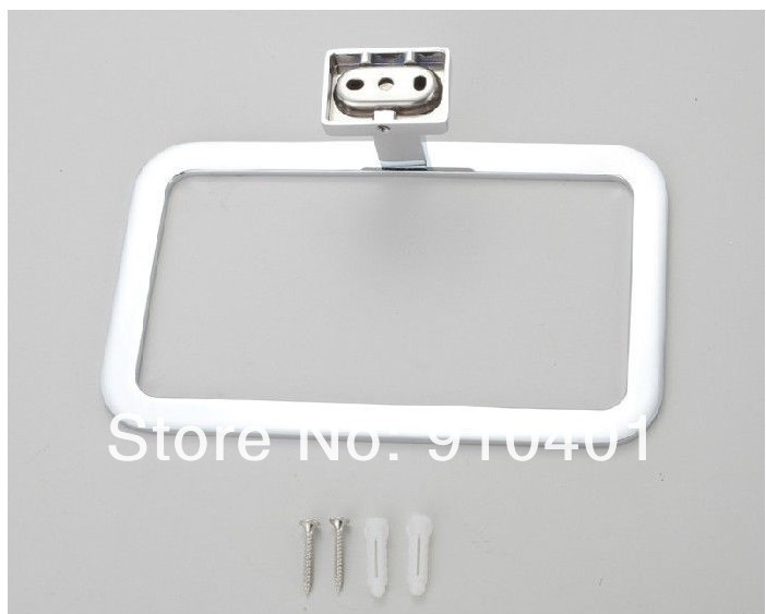 Wholesale And Retail Promotion Chrome Brass Square Towel Ring Bathroom Wall Mounted Towel Rack Holder Towel Bar