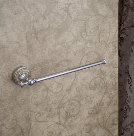 Wholesale And Retail Promotion Euro Style Classic Flower Base Wall Mounted Bathroom Towel Bar Chrome Finish Bar