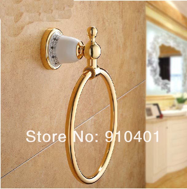 Wholesale And Retail Promotion Golden Finish Towel Ring Towel Bar Holder Solid Brass Towel Holder
