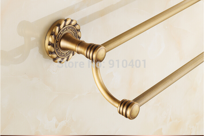 Wholesale And Retail Promotion Luxury Flower Embossed Wall Mounted Towel Rack Holder Antique Brass Towel Hanger
