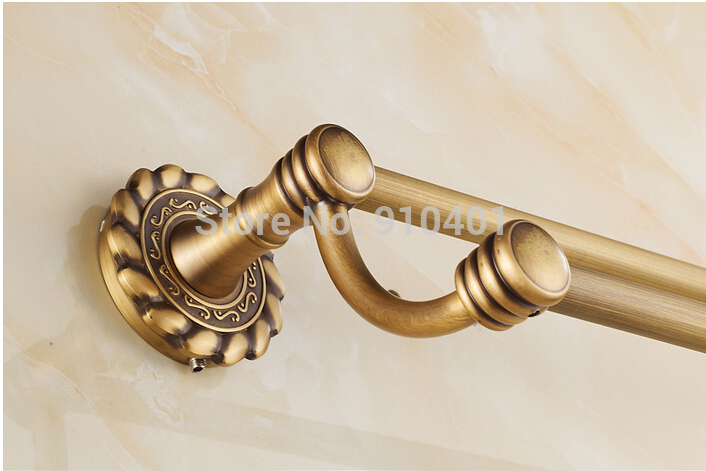 Wholesale And Retail Promotion Luxury Flower Embossed Wall Mounted Towel Rack Holder Antique Brass Towel Hanger