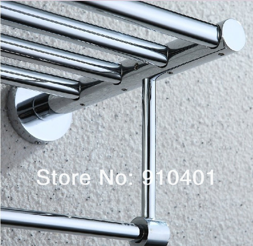 Wholesale And Retail Promotion  Luxury Polished Chrome Brass Wall Mounted Bathroom Towel Rack Tower Shelf Holder