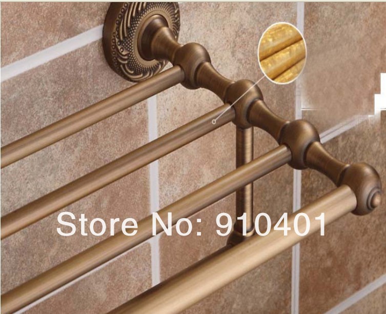 Wholesale And Retail Promotion Luxury Wall Mounted Antique Brass Bathroom Shelf Towel Shelf W/ Towel Bar Holder