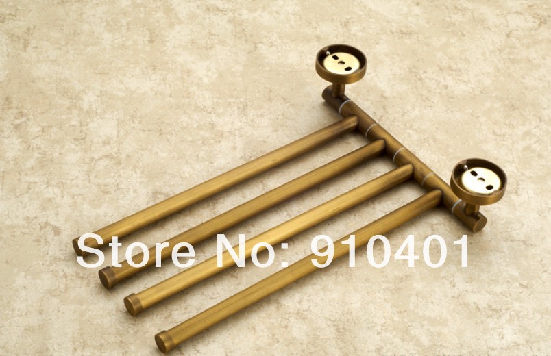 Wholesale And Retail Promotion Luxury Wall Mounted Antique Brass Towel Bars Bathroom Swivel Towel Rack Holder