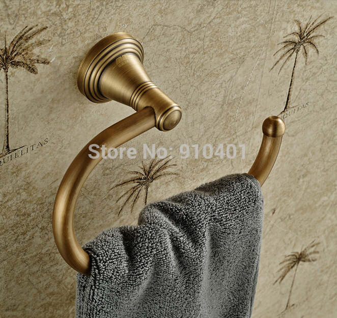 Wholesale And Retail Promotion Modern Antique Brass Bathroom Hotel Towel Rack Ring Towel Hangers Wall Mounted