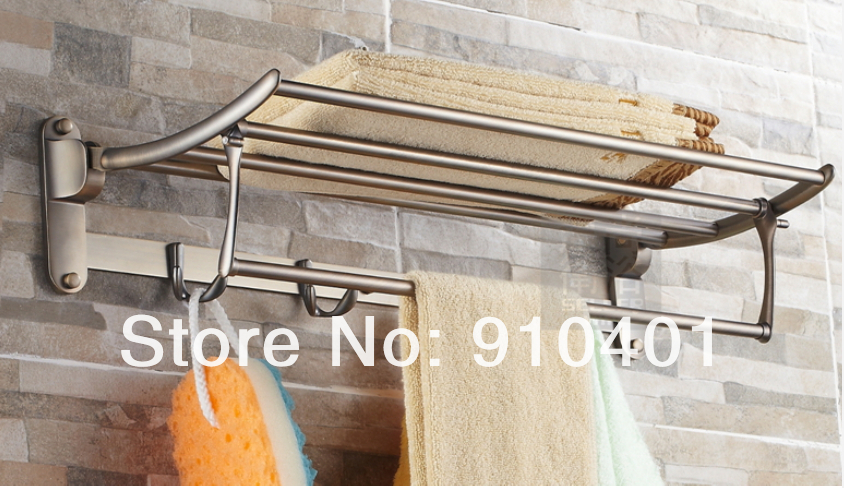 Wholesale And Retail Promotion Modern Antique Bronze Bath Shelf Towel Racks Holder Towel Bar W/ Hooks Hangers