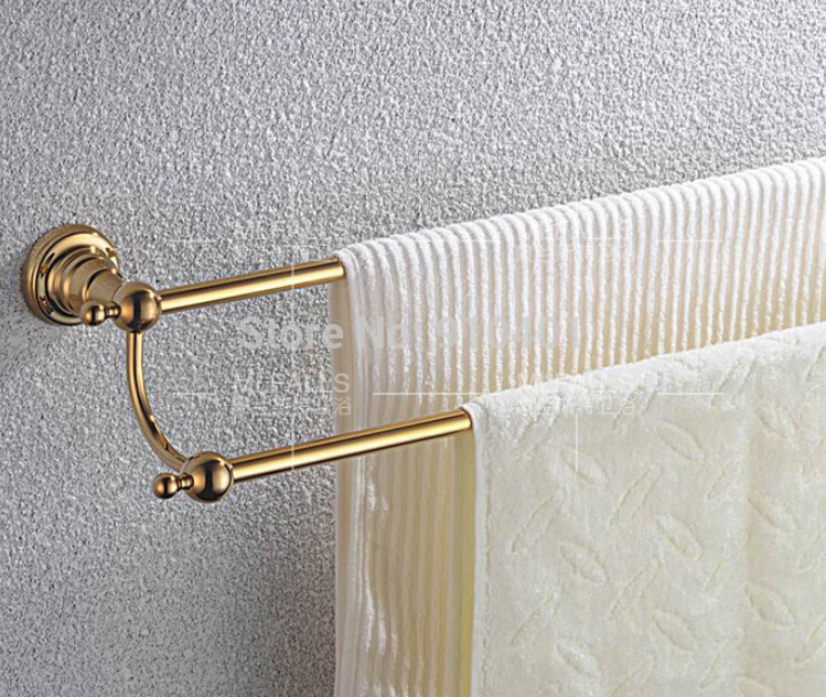 Wholesale And Retail Promotion Modern Bathroom Ti-PVD Bathroom Wall Mounted Towel Rack Holder Dual Towel Bars