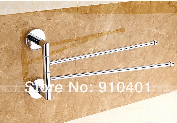 Wholesale And Retail Promotion Modern Bathroom Wall Mounted Towel Rack Holder Dual Rotate Bar Holders Chrome