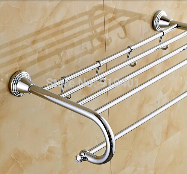 Wholesale And Retail Promotion Modern Chrome Brass Bathroom Shelf Wall Mounted Towel Rack Holder With Towel Bar