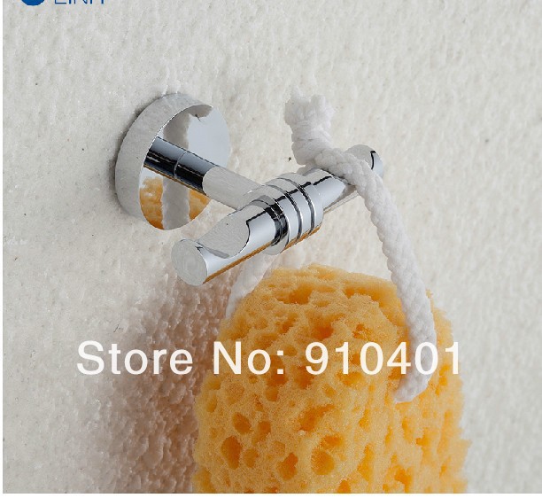 Wholesale And Retail Promotion Modern Chrome Finish Bathroom Sucker Towel Hanger Dual Hook Holder Wall Mounted