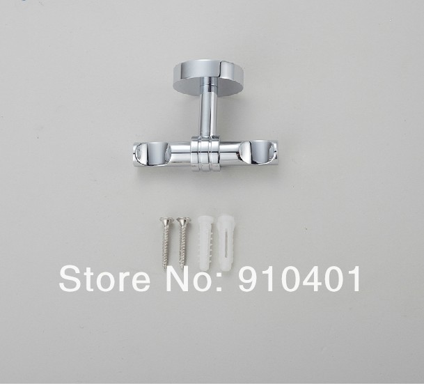 Wholesale And Retail Promotion Modern Chrome Finish Bathroom Sucker Towel Hanger Dual Hook Holder Wall Mounted