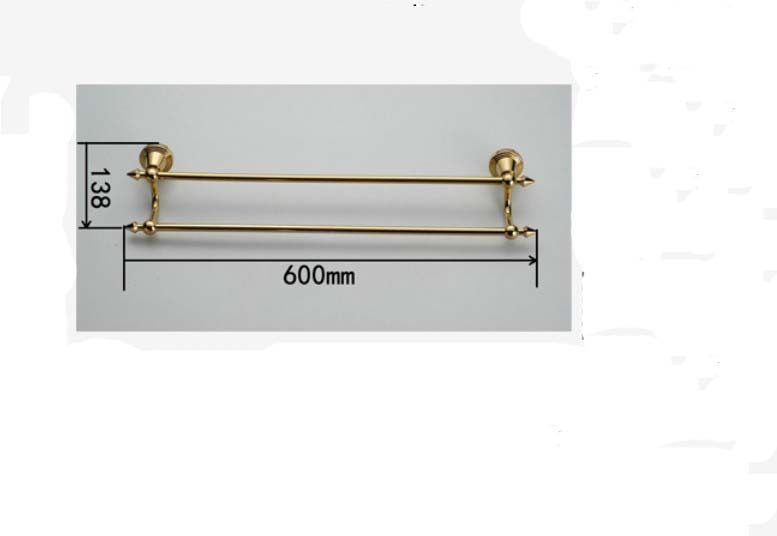 Wholesale And Retail Promotion Modern Golden Brass Wall Mounted Bathroom Towel Rack Holder Dual Towel Bars