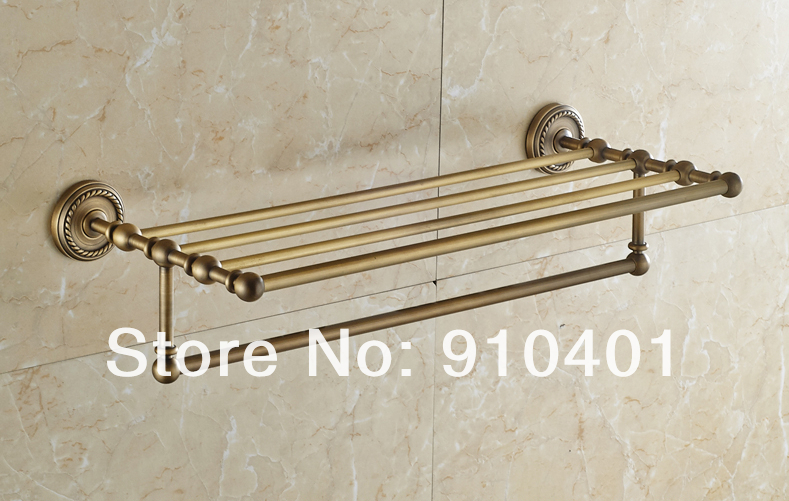 Wholesale And Retail Promotion Modern Luxury Antique Brass Bathroom Shelf Storage Towel Rack Holder Towel Bar