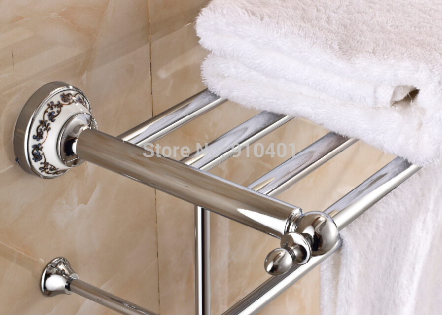 Wholesale And Retail Promotion Modern Luxury Chrome Brass Bathroom Towel Rack Holder Bath Shelf Towel Bar Hooks