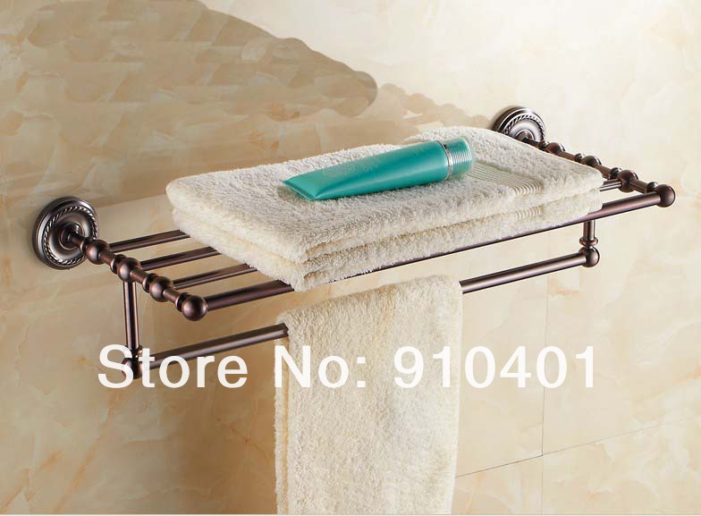 Wholesale And Retail Promotion Modern Oil Rubbed Bronze Bathroom Shelf Towel Rack Holder With Towel Bar Shelf