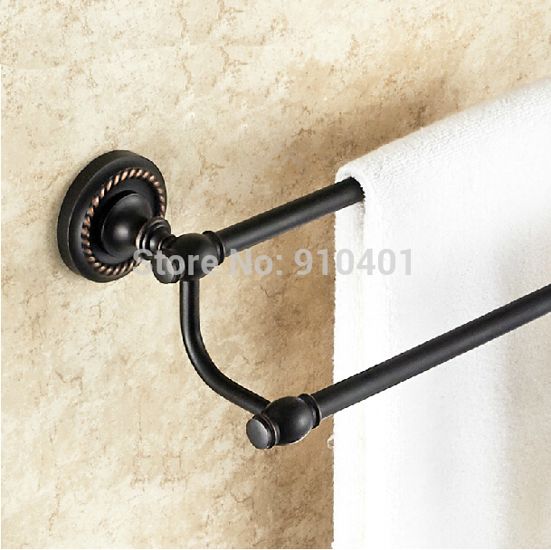 Wholesale And Retail Promotion Modern Oil Rubbed Bronze Bathroom Towel Rack Holder Dual Towel Bars Wall Mounted