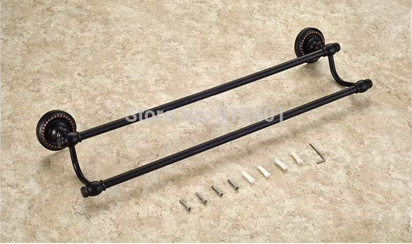 Wholesale And Retail Promotion Modern Oil Rubbed Bronze Bathroom Towel Rack Holder Dual Towel Bars Wall Mounted