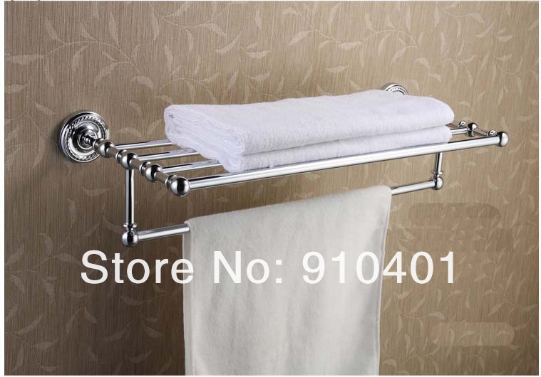 Wholesale And Retail Promotion Modern Polished Chrome Towel Rack Bar Holder Nathroom Shelf With Towel Bar Shelf