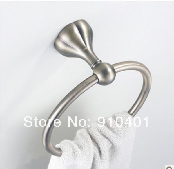 Wholesale And Retail Promotion NEW Antique Bronze Flower Base Towel Ring Hanging Ring Towel Holder Towel Hanger