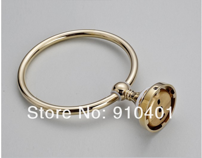 Wholesale And Retail Promotion NEW Bathroom Polished Golden Wall Mounted Towel Ring Ceramic Base Towel Holder