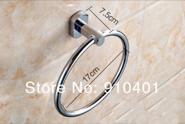Wholesale And Retail Promotion NEW Chrome Brass Wall Mounted Bathroom Towel Ring Round Ring Towel Rack Holder