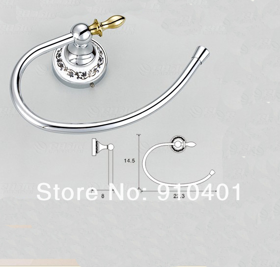 Wholesale And Retail Promotion NEW Chrome Brass Wall Mounted Bathroom Towel Ring Towel Rack Holder Ceramic Base