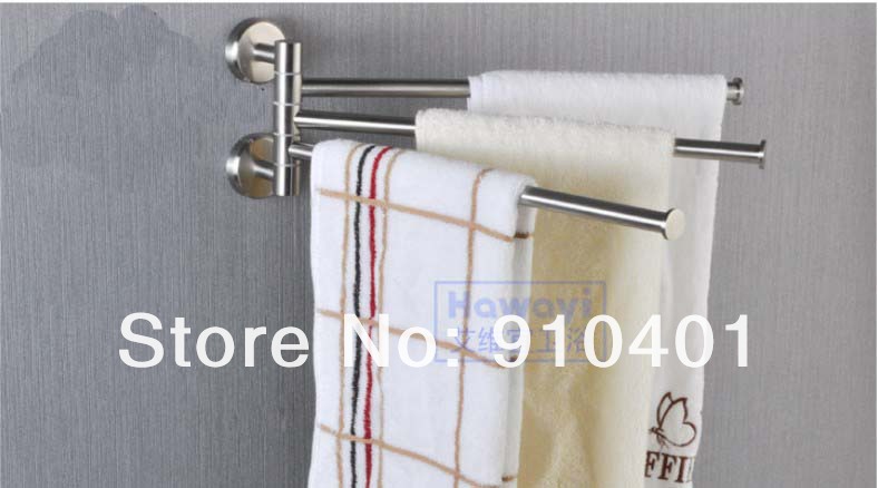 Wholesale And Retail Promotion NEW Luxury Brushed Nickel Bathroom Towel Rack Bars 3 Swiveld Towel Rack Holder