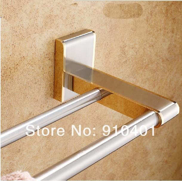 Wholesale And Retail Promotion NEW Luxury Golden Antique Wall Mounted Square Towel Rack Holder Dual Towel Bars