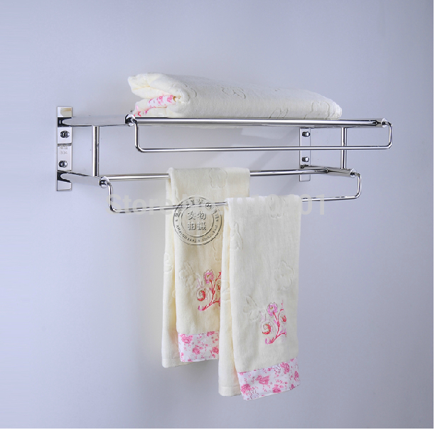 Wholesale And Retail Promotion NEW Luxury Wall Mounted Bathroom Towel Rack Holder Shower Shelf With Towel Bars