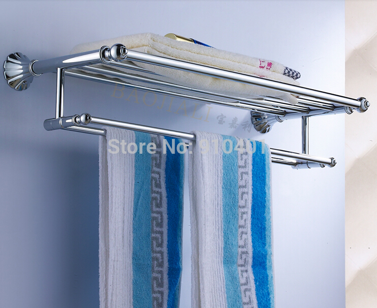 Wholesale And Retail Promotion NEW Modern Chrome Brass Wall Mounted Towel Rack Holder Towel Bar Colthes Shelf