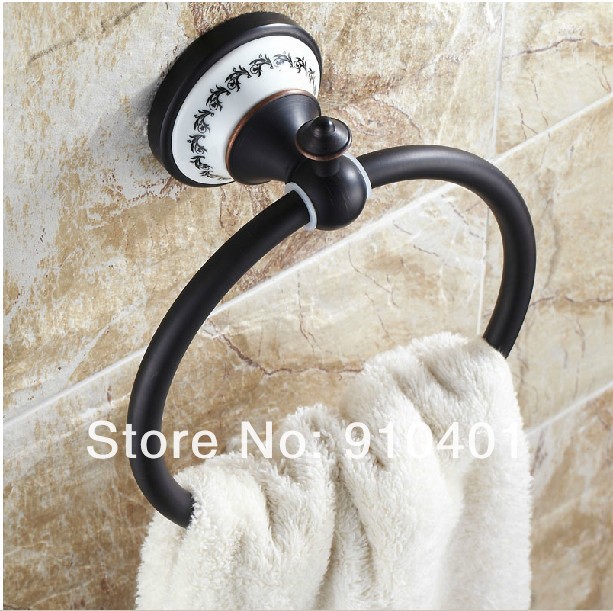 Wholesale And Retail Promotion NEW Oil Rubbed Bronze Wall Mounted Towel Rack Holder Round Towel Ring Towel Bar