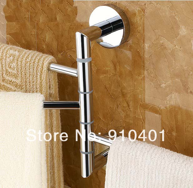 Wholesale And Retail Promotion NEW Polished Chrome Brass Wall Mounted Bathroom Towel Rack Holder Swivel Bars