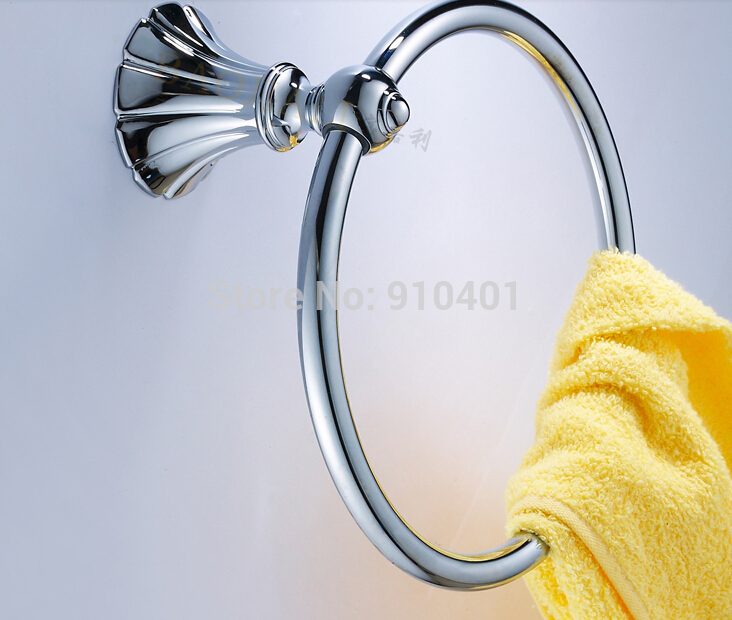 Wholesale And Retail Promotion NEW Polished Chrome Brass Wall Mounted Towel Ring Holder Towel Hanger Bar Holder