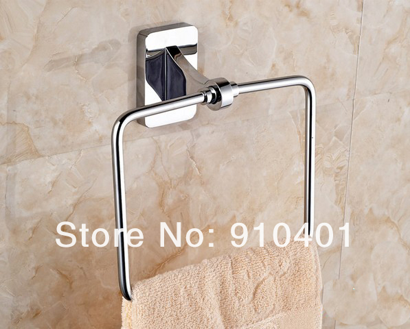 Wholesale And Retail Promotion NEW Polished Chrome Solid Brass Wall Mounted Square Towel Bar Towel Ring Holder