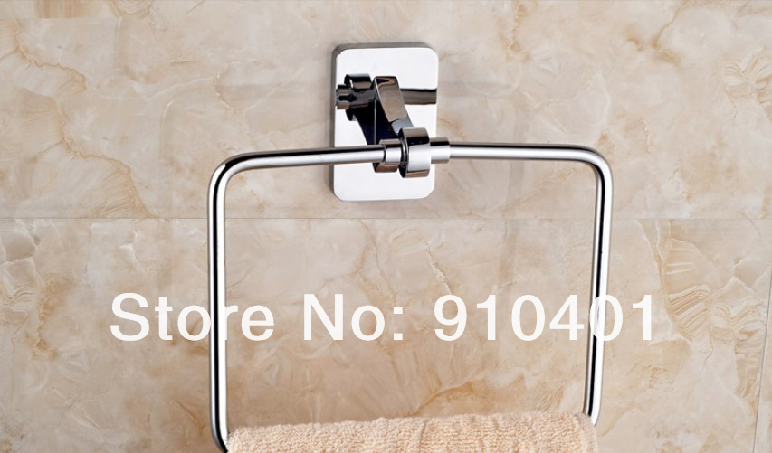 Wholesale And Retail Promotion NEW Polished Chrome Solid Brass Wall Mounted Square Towel Bar Towel Ring Holder