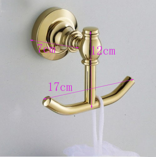 Wholesale And Retail Promotion NEW Polished Golden Brass Bathroom Towel /Clothes /Hat Hook Hanger