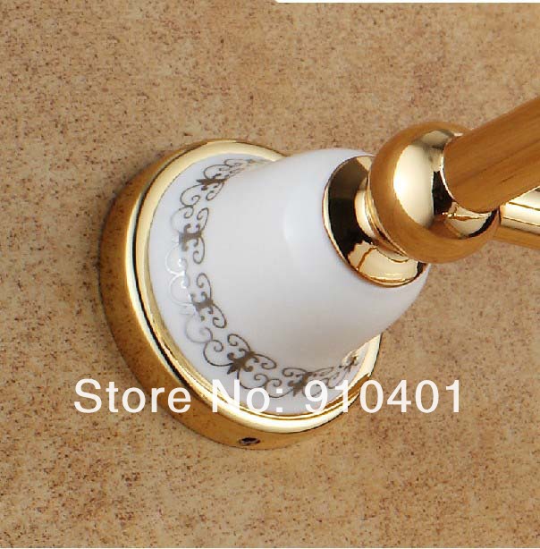 Wholesale And Retail Promotion NEW Wall Mounted Golden Brass Bathroom Towel Shelf Towel Rack Holder Towel Bar