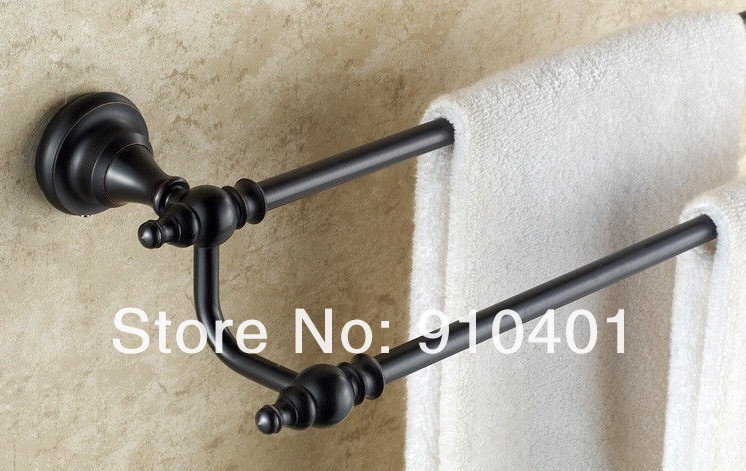 Wholesale And Retail Promotion Oil Rubbed Bronze Wall Mounted Bathroom Towel Rack Holder Dual Towel Bars Holder