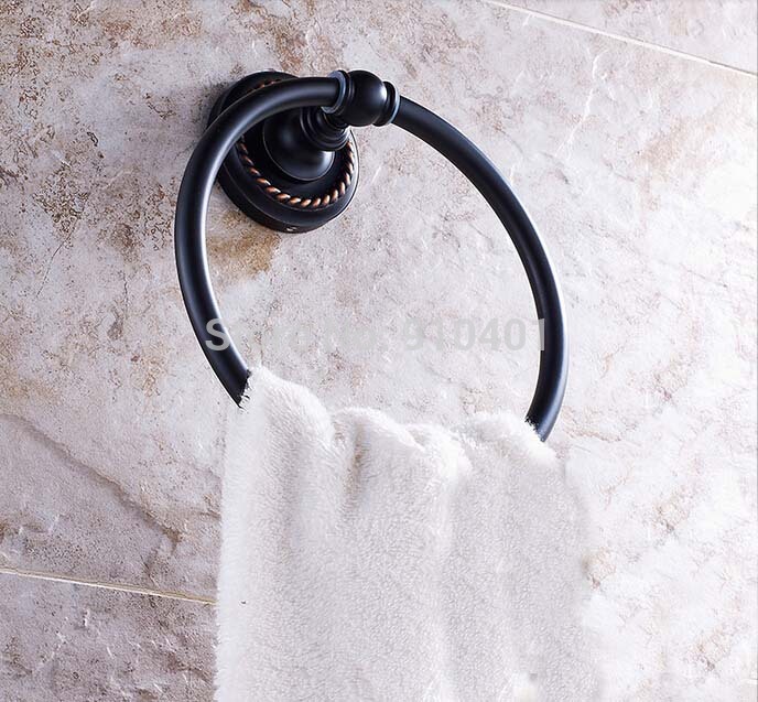 Wholesale And Retail Promotion Oil Rubbed Broze Bathroom Towel Rack Holder Round Towel Ring Hanger Wall Mounted